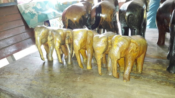 ขายช้างไม้สักเก่าหลายขนาด