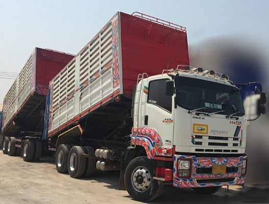 ขายรถพ่วง ISUZU DECA 360 ปลายปี 56 ดั้มเกษตร ท่อไอเสียออกข้างแล้ว สภาพเดิมๆ รถพ่วง 22ล้อ