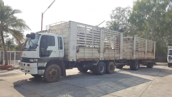 ขาย รถพ่วงแม่-ลูกไม่ดั้ม HINO FM2P เครื่อง P11C 320 แรงม้า เกียร์ ZF คัสซีสวยตลอดเส้น แอร์เย็น ลูก 2 คาน ยาว 6.20 เมตร ทะเบียนพร้อมโอนครับ