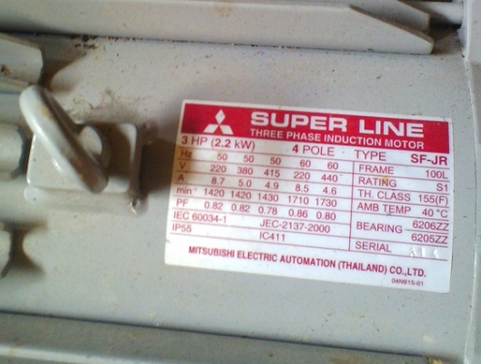 มอเตอร์มิตซูบิชิ 3 แรง 3 เฟส Mitsubishi SF-JR 3HP