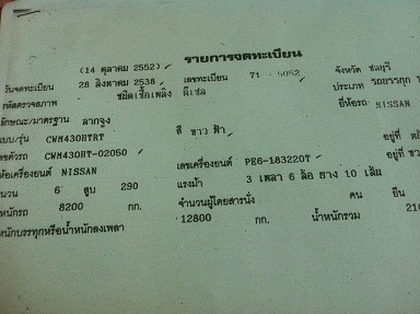 ขายหัวลาก NISSAN UD 290 ปี 38  ราคา 550,000.00