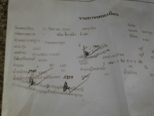 รถฮีโน่ 6 ล้อ FC4J  145 แรงม้า. ปี 44.    สนใจติดต่อ  081 - 6079515