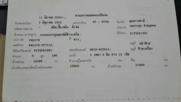 ขายหลงโบว์ FN527TF สองเพลาดั๊ม รถสวย พร้อมใช้ เล่มพร้อมโอน