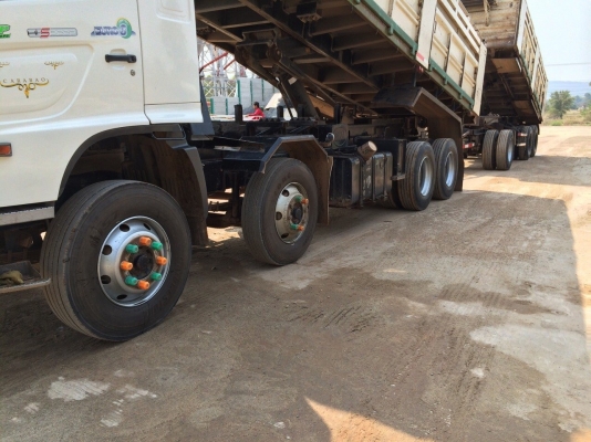 ขาย รถพ่วงแม่-ลูก ดั้มสามมิตร HINO GY2P ปี 52 แม่ 2 คานหน้า 12 ล้อจากห้าง ลูก 3 คานแท้ เครื่องดี คัสซีสวยตลอดเส้น ทะเบียนพร้อมโอนครับ