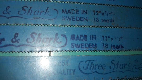 ขายใบเลื่อยเหล็กสวีเดนฉลามสามดาวThree Stars &amp;Shark Made in Sweden.