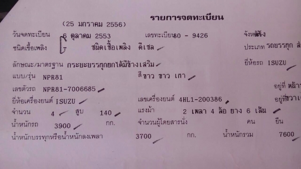 หกล้อ อีซูซุ NPR140ปี53ช่วงยาว4.30ม สภาพดีสวยบางเดิมพร้อมใช้ ทะเบียนพร้อใโอน