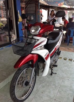 Yamaha Spark 115i (สตาร์ทมือ) รถปี57 สีขาว-แดง สวยๆราคาถูกๆ
