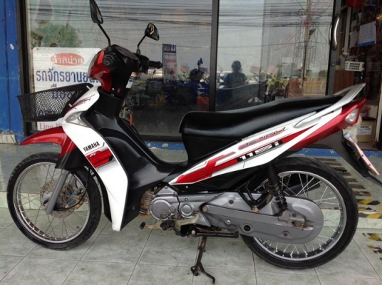 Yamaha Spark 115i (สตาร์ทมือ) รถปี57 สีขาว-แดง สวยๆราคาถูกๆ