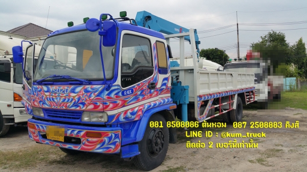 ISUZU deca ปี44 ติดเครน 5 ตัน 4ปลอก Tadano กระบะพื้นไม้ยาว 6.4 เมตร ยางสวย รถพร้อมใช้งาน