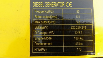 เครื่องเชื่อมพร้อมปั่นไฟ 190 W เครื่องดีเซล 220V ขนาด 1 สูบ 5 KVA รับประกัน 15 วัน ครับ เครื่องเชื่อมพร้อมปั่นไฟ 190 W เครื่องดีเซล 220V ขนาด 1 สูบ 5 KVA รับประกัน 15 วัน ครับ