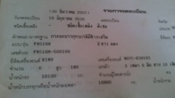 รถมิตซู 10 ล้อดั้ม FN516  เปลื่ยนเครื่อง 185 แรงม้า.   สนใจติดต่อ  081 - 6079515