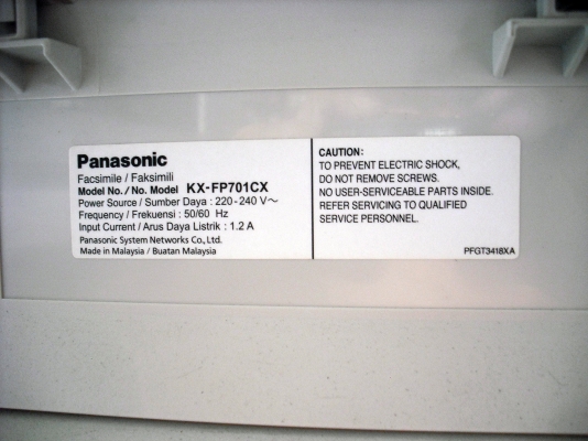 เครื่องโทรสาร Panasonic รุ่น KX-FP701CX (ระบบฟิล์ม) เครื่องโทรสาร Panasonic รุ่น KX-FP701CX (ระบบฟิล์ม)