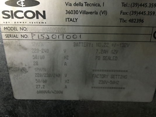 ขายเครื่องสำรองไฟ 6KVA ยี่ห้อSICON