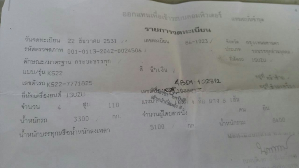 หกล้อดั้ม อีซูชุ KS 22 4BE1-110ฝาดำ พ.เวอร์ ท้ายF ยกหัวได้ สภาพพร้อมใช้งาน ทะเบียนพร้อมโอน