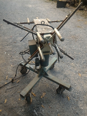 ชุดเครื่องหมุนจ่าย- เก็บงานเข้าม้วนชิ้นงานแบบสองด้าน หมุนขับด้วยมอเตอร์เกียรทด 23 รอบต่อนาที