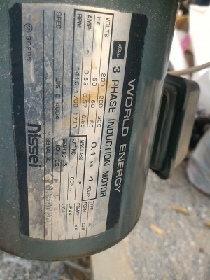 ชุดเครื่องหมุนจ่าย- เก็บงานเข้าม้วนชิ้นงานแบบสองด้าน หมุนขับด้วยมอเตอร์เกียรทด 23 รอบต่อนาที