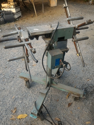 ชุดเครื่องหมุนจ่าย- เก็บงานเข้าม้วนชิ้นงานแบบสองด้าน หมุนขับด้วยมอเตอร์เกียรทด 23 รอบต่อนาที