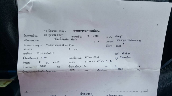 หกล้อ ฮีโน่ FD1J195ปี47ช่วงยาว 6.50ม สภาพดีสวยเดิมๆแอร์แย็นๆพร้อมใช้งาน เล่มทะเบียนพร้อมโอน