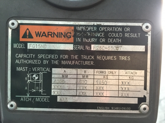 รถยกมิตซูบิชิ น้ำหนักยก 1.5 ตัน เสาสูง 4.50 เมตรเข้าตูั แผงงาสไลด์ เบนซินติดแก๊ส เกียร์ธรรมดา