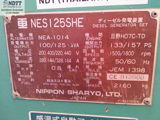 ขาย NIPPON SHARYO NES125SHE เครื่องปั่นไฟ เก่าญี่ปุ่นไม่เคยใช้งานในไทยครับ