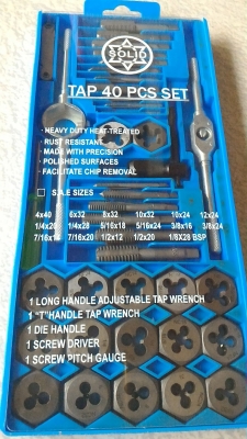 ชุดเครื่องมือต๊าปทำเกลียว ยี่ห้อ SOLID พร้อมอุปกรณ์ต่างๆครบเช็ตแบบ 40 ชิ้น