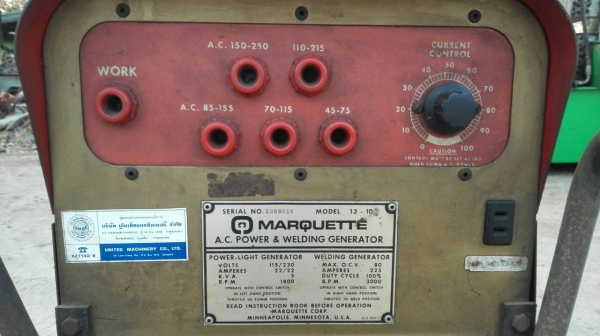 Sell>> เครื่องปั่นไฟ MARQUETTE Made in USA. ขนาด 5 K.V.A. 220V. เชื่อมงานได้ เป็นของใหม่เก่าเก็บ งานอเมริกา สภาพสวย Sell>> เครื่องปั่นไฟ MARQUETTE Made in USA. ขนาด 5 K.V.A. 220V. เชื่อมงานได้ เป็นของใหม่เก่าเก็บ งานอเมริกา สภาพสวย