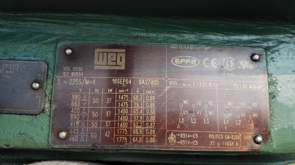 *** Sold *** มอเตอร์ WEG Made in Germany 50 HP. 380V 1450 RPM. สภาพสวยหมุนนิ่มพร้อมใช้งาน!!