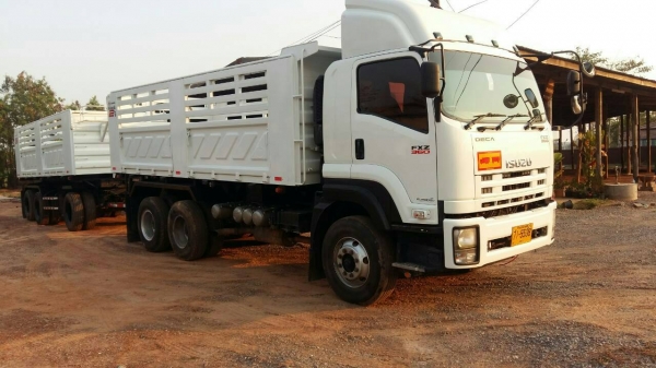 ขายด่วน,,รถสิบล้อดั้ม,พ่วง แม่ลูก 3 คานแท้ๆ,,สวยๆๆ,, isuzu360 fxz ปี 2557  กระบะสามมิตร