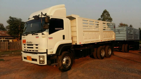 ขายด่วน,,รถสิบล้อดั้ม,พ่วง แม่ลูก 3 คานแท้ๆ,,สวยๆๆ,, isuzu360 fxz ปี 2557  กระบะสามมิตร