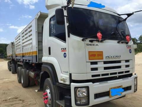 ขายรถบรรทุก 22 ล้อพ่วงแม่ลูกดัมพ์ ISUZU DECA 360 แรงม้าปี 2556 ลูกพ่วงสามมิตร 3 เพลา ราคา 2850000