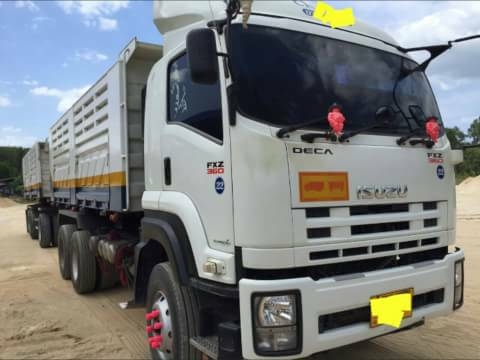 ขายรถบรรทุก 22 ล้อพ่วงแม่ลูกดัมพ์ ISUZU DECA 360 แรงม้าปี 2556 ลูกพ่วงสามมิตร 3 เพลา ราคา 2850000
