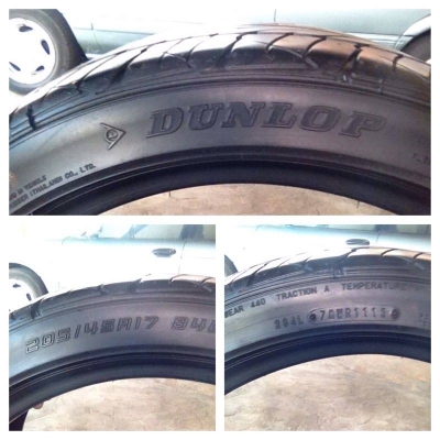 ขายยาง dunlop LM703 205 45 17 ปี13 ดอกยางหนา90\%อีกคู่75\%สภาพสวย ไม่บวมมี ปะยัดไหม1เส้น ไม่มีแตกลายงา 1ชุด4เส้น ราคา3200บาท รับประกันยางทุกเส้นยินดีคืนเงิน โทร0924462525โส กทม