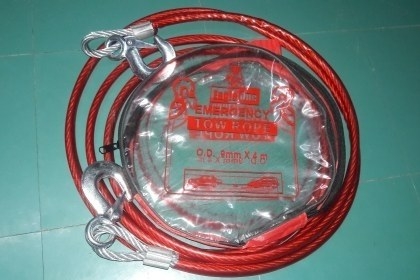 ขายสลิงลากรถขนาด0.9mm.&times;ยาว4เมตร พร้อมหัวนกแก้วทั้ง2ด้าน