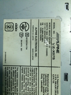 Alpine VIE-X07S 24Bit ระบบ5.1 SD BULETOOTH HDD30GB DVD VCD MP3 CD AUX ปรีเอ้า3ชุด CENTER1ชุด CAMERA IN1ชุด MADE IN JAPAN ลูกเล่นอีกเพียบ มือ2 ญี่ปุ่น