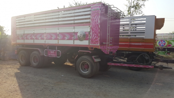 ขายหางพ่วงดั้ม3เพลายาว7เมตรยางฟายโตน90\%12เส้นเพลาZMรถปีกว่า