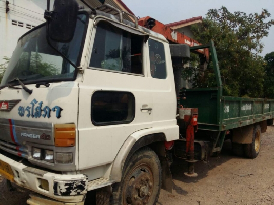 รถหกล้อติดเครน GD 176 เครื่อง HO7C 185 แรง เครน 3 ตัน เบรกจิฟฟี่พวงมาลัยเพาเวอร์ ยาว 6.20 เมตร เอกสารพร้อมโอน