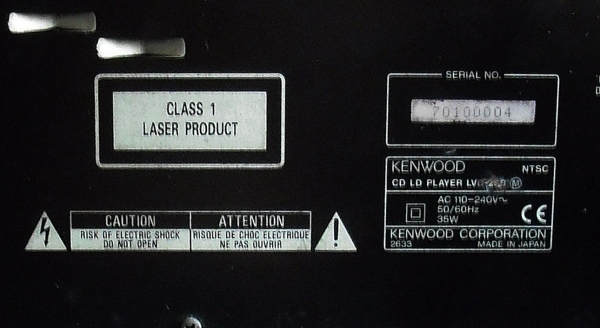 KENWOOD เครื่องเล่น Laser รุ่น LVD 290