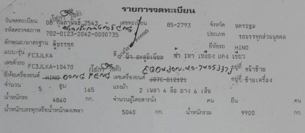 รถ 6 ล้อ ตู้แห้ง ยี่ห้อ HINO รุ่น FC3JLKA ตู้ ยาว 6.50 เมตร สภาพยางสวยเต็ม