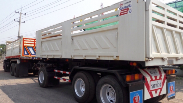 ขายลูกพ่วงดัมพ์อู่สามมิตร 3 เพลาแท้ จดใหม่ปี 59 ยางเต็ม ทะเบียนพร้อม