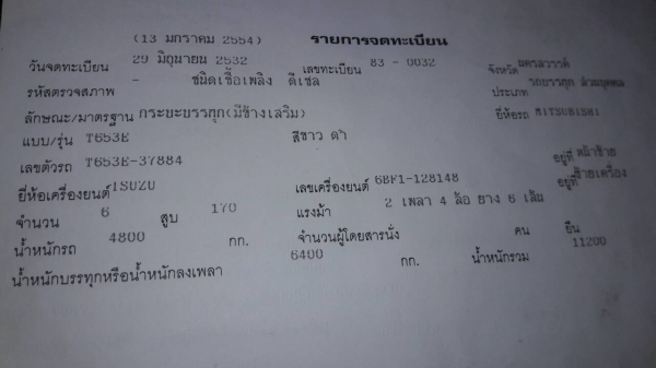 รถหกล้อ มิตซู  วางเครื่อง 6 BF 185 แรง พวงมาลัย แอร์เย็น เครื่องดี คันซีสวย ภาษีไม่ขาด