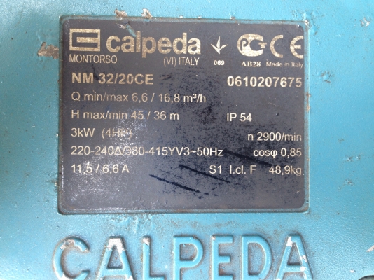ขายปั้มน้ำหอยโข่ง Calpeda 4HP. 380V ใบพัดทองเหลือง สภาพดีเดิมๆ พร้อมใช้งาน ขายปั้มน้ำหอยโข่ง Calpeda 4HP. 380V ใบพัดทองเหลือง สภาพดีเดิมๆ พร้อมใช้งาน