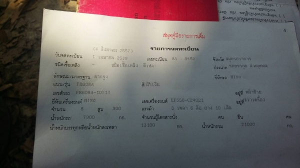 ขายรถบรรทุกแม็คโฮ หัวลาก ฮีโน่ FR608A EF550-300แรง 2เพา หางโลเบส 2เพา ลากแม็กโค 200-320 สภาพดีพร้อมใช้ ทะเบียนพร้อมโอน