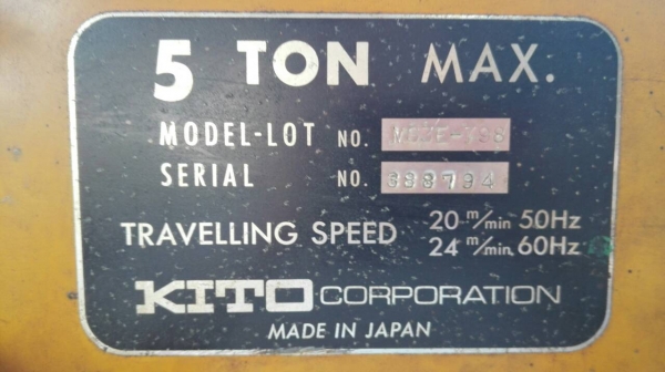 รอกโซ่ไฟฟ้า KITO Made in JAPAN ขนาด 5 ตัน ไฟ 380V. พร้อมตัวเดินบีม สดนอกพึ่งลงตู้ ดึงนิ่มมาเทสได้!! รอกโซ่ไฟฟ้า KITO Made in JAPAN ขนาด 5 ตัน ไฟ 380V. พร้อมตัวเดินบีม สดนอกพึ่งลงตู้ ดึงนิ่มมาเทสได้!!