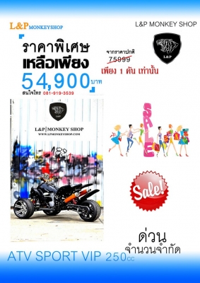 ลดราคาเหลือเพียง 54900 เท่านั้น เอทีวีมาใหม่ล่าสุด SPORT VIP  3ล้อ 4ล้อ 125 / 250 cc แต่งล้อแม๊ก และ ล้อกะทะ ราคา พิเศษ