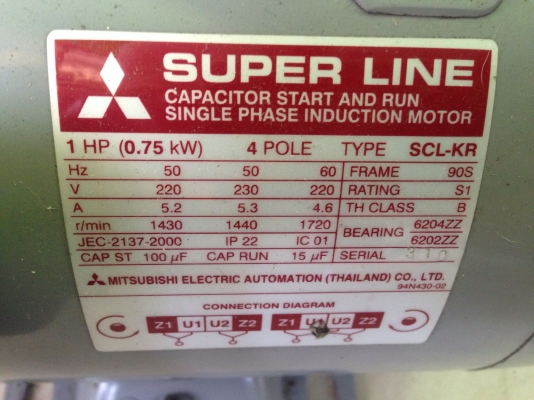 ขายมอเตอร์ Mitsubishi 1HP. 220V SCL-KR ไฟบ้าน สภาพสวยเดิมๆ พร้อมใช้งาน ขายมอเตอร์ Mitsubishi 1HP. 220V SCL-KR ไฟบ้าน สภาพสวยเดิมๆ พร้อมใช้งาน