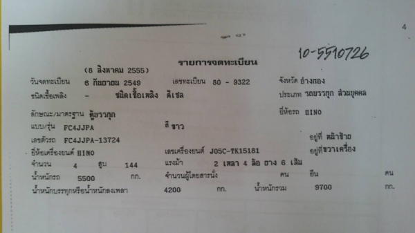 ขาย รถ6ล้อตู้เย็น ติดตั้งเครื่องทำความเย็น/HINO/รุ่น FC4J/144 แรงม้า/ปี49 ขาย รถ6ล้อตู้เย็น ติดตั้งเครื่องทำความเย็น/HINO/รุ่น FC4J/144 แรงม้า/ปี49