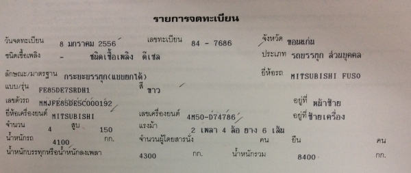 รถหกล้อดั้ม Misubishi Canter Euro3 150 แรงม้า ปี 2556