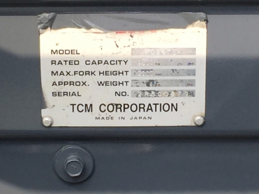 TCM FD25T3K 3.M..MAST /T/ 1220 MM TCM FD25T3K 3.M..MAST /T/ 1220 MM