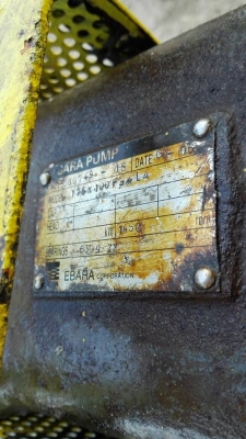 ปั้มน้ำหอยโข่ง EBARA ใบพัดทองเหลือง เข้า 5"- 4" ชนมอเตอร์ TECO 30 HP. สภาพสวยวิ่งเงียบพร้อมใช้งานมาเทสก่อนได้!!