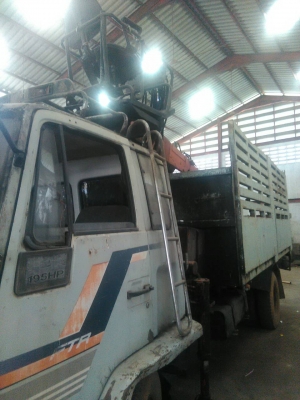 6 ล้อเฮี๊ยบอีซูซุุ FSR 32 KR 195 แรง รถห้าง พร้อมเครน TMC 4 ตัน เฮี๊ยบคีบบัว